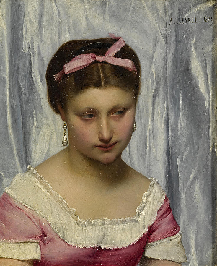 The Pink Ribbon Painting by Adolphe-Alexandre Lesrel