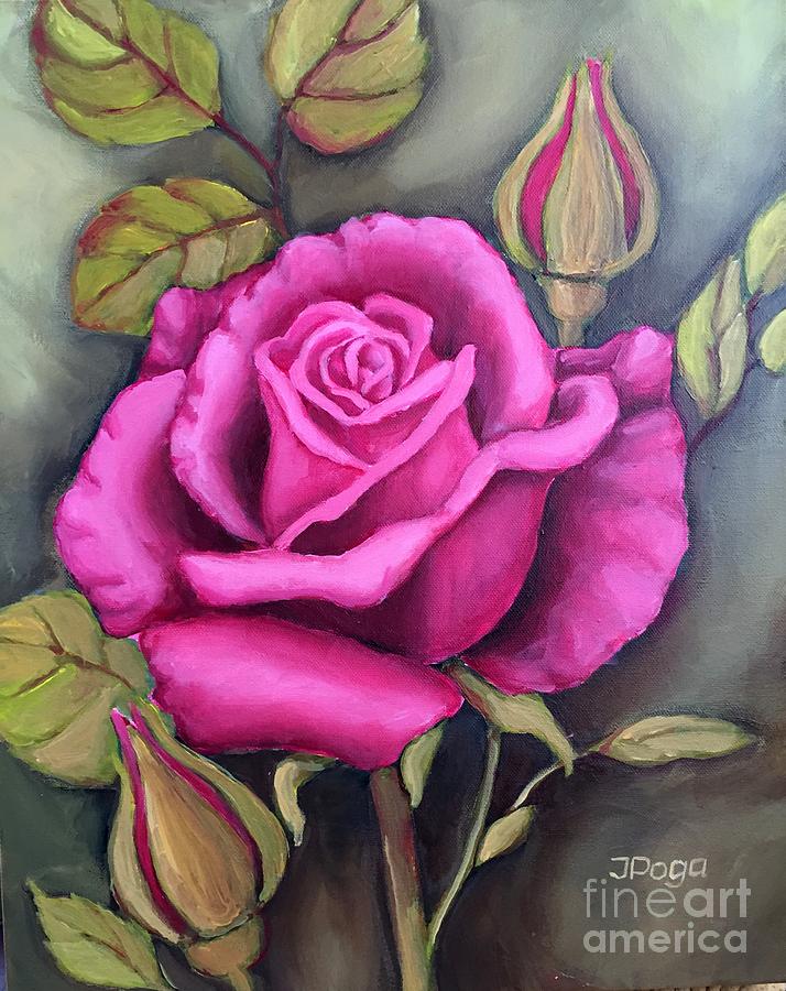 The Pink Rose Painting by Inese Poga