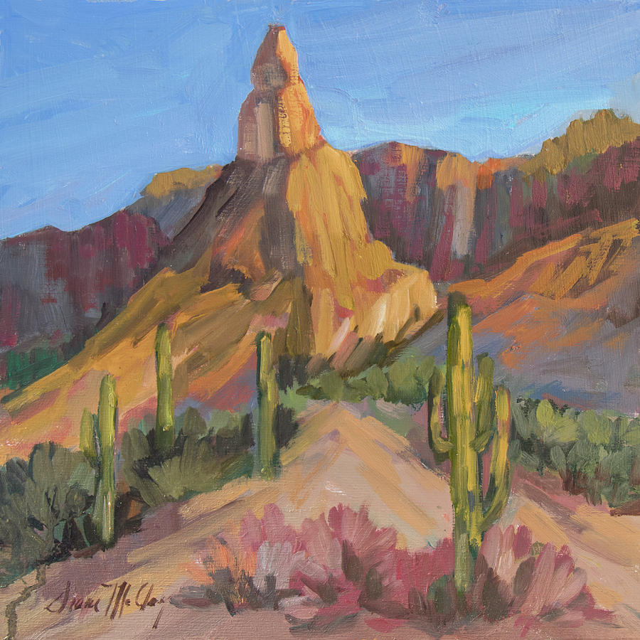 The Pinnacle at Goldfield Mountains Painting by Diane McClary