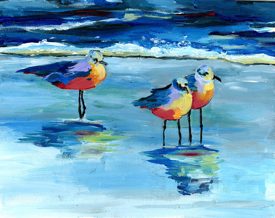 Bird Painting - The Pipers by Debbie Brown