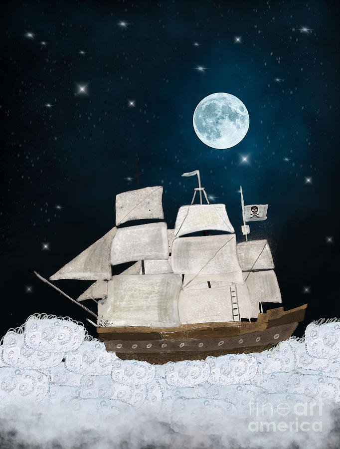 Pirates Painting - The Pirate Ghost Ship by Bri Buckley