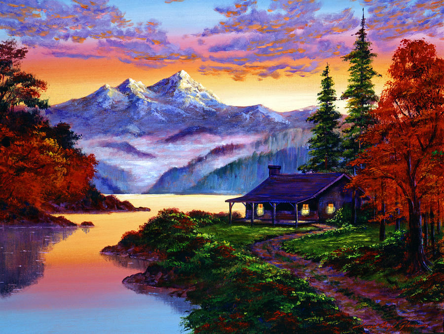 Mountain Painting - The Pleasures of Autumn by David Lloyd Glover