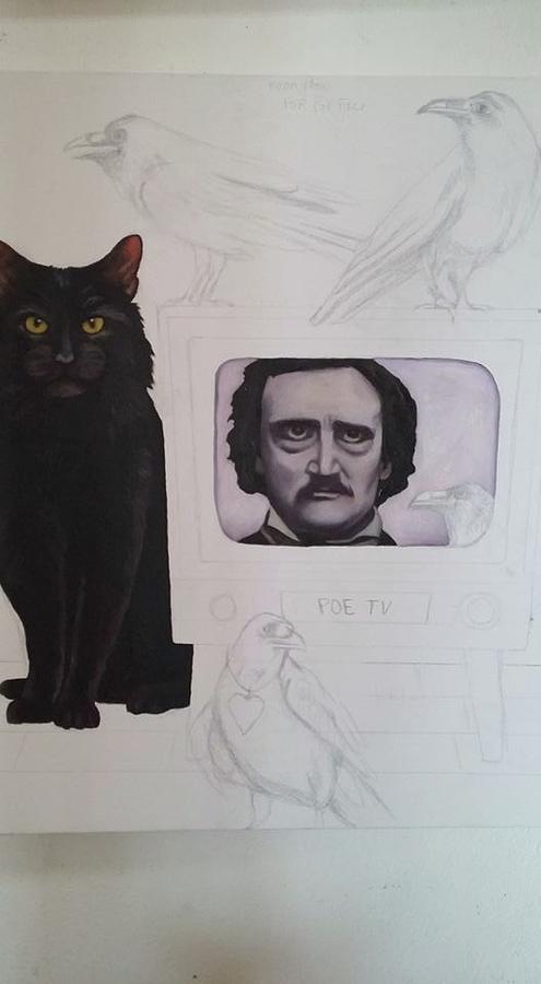 The Poe Show work in progress Painting by Leah Saulnier The Painting Maniac