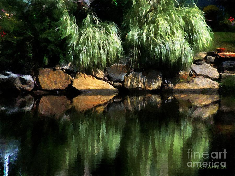 Tree Painting - The Pond on Lamplight Lane by RC DeWinter