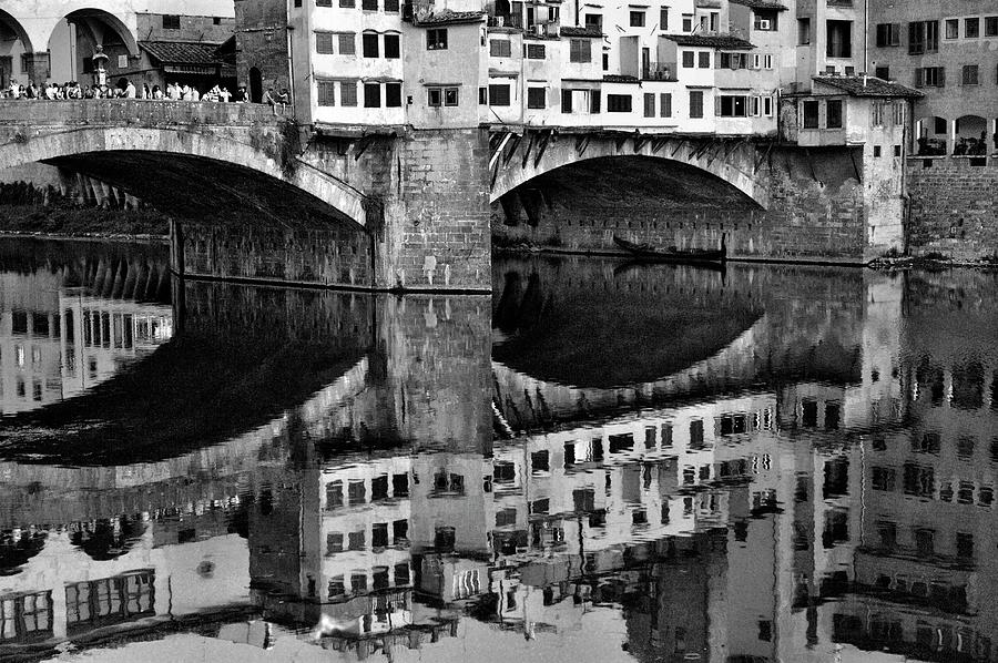 The Ponte Vecchio on Pixels Lyons White the - Florence. Arno, and Black Photograph by David