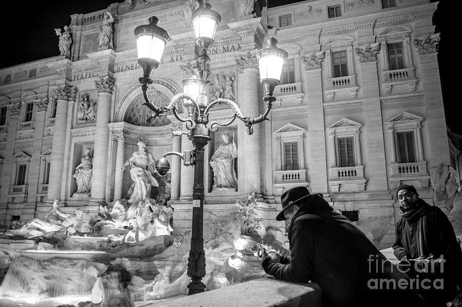 The Poor And The Rich At Trevi Fountain Photograph