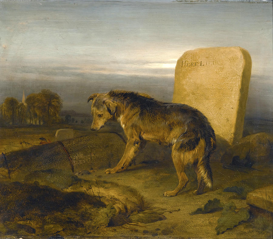 The Poor Dog. The Shepherds Grave  Painting by Edwin Landseer