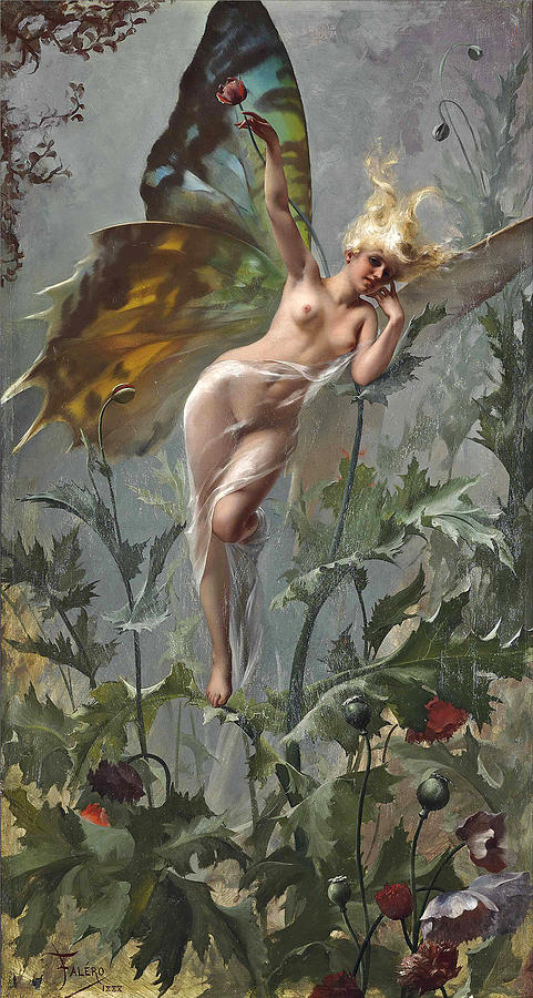 The poppy fairy  Painting by Luis Ricardo Falero