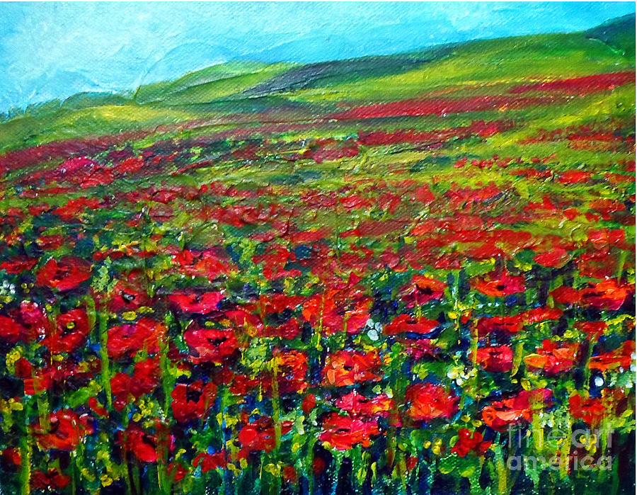 The Poppy fields Painting by Asha Sudhaker Shenoy