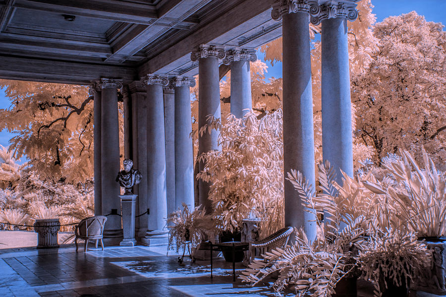 The Porch of the European Collection Art Gallery at The Huntington Library in Infrared Photograph by Randall Nyhof
