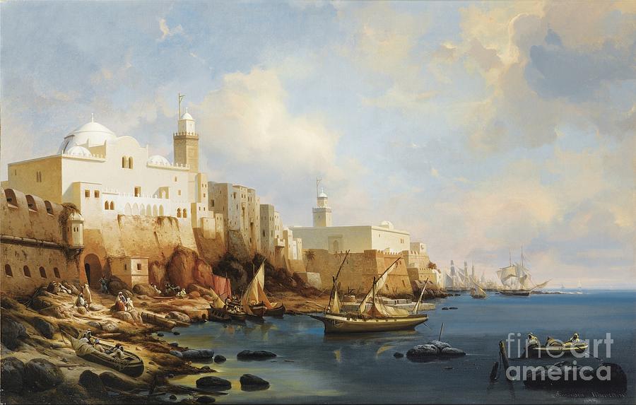 Danish Painting - The Port Of Algiers With The Jamaa Al-jdid And Jemaa Kebir Mosques by Celestial Images