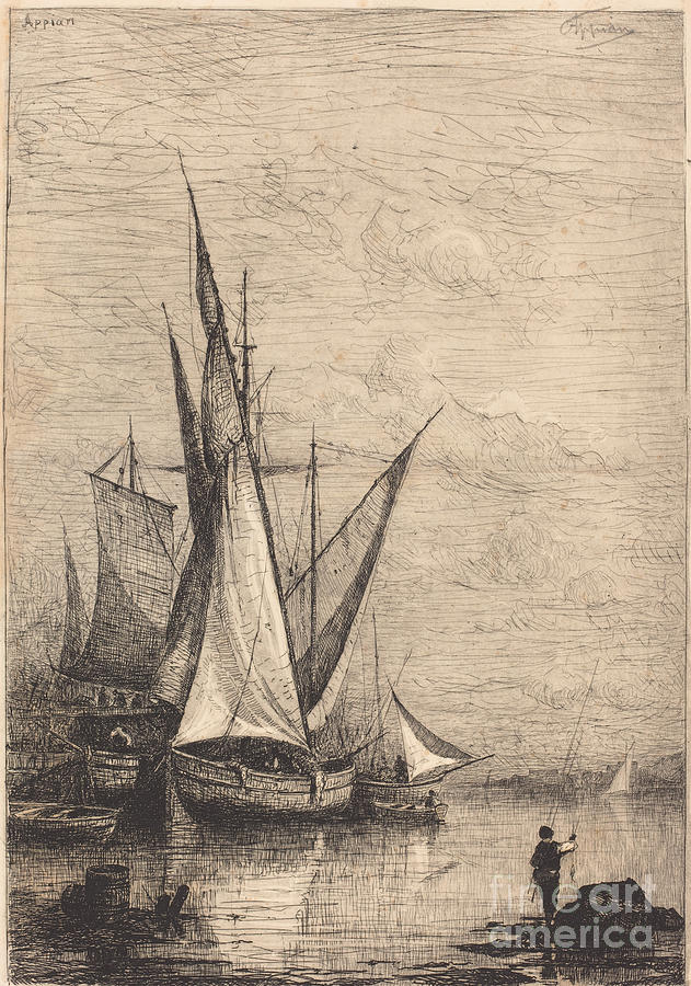 The Port Of Genoa Drawing by Adolphe Appian - Pixels