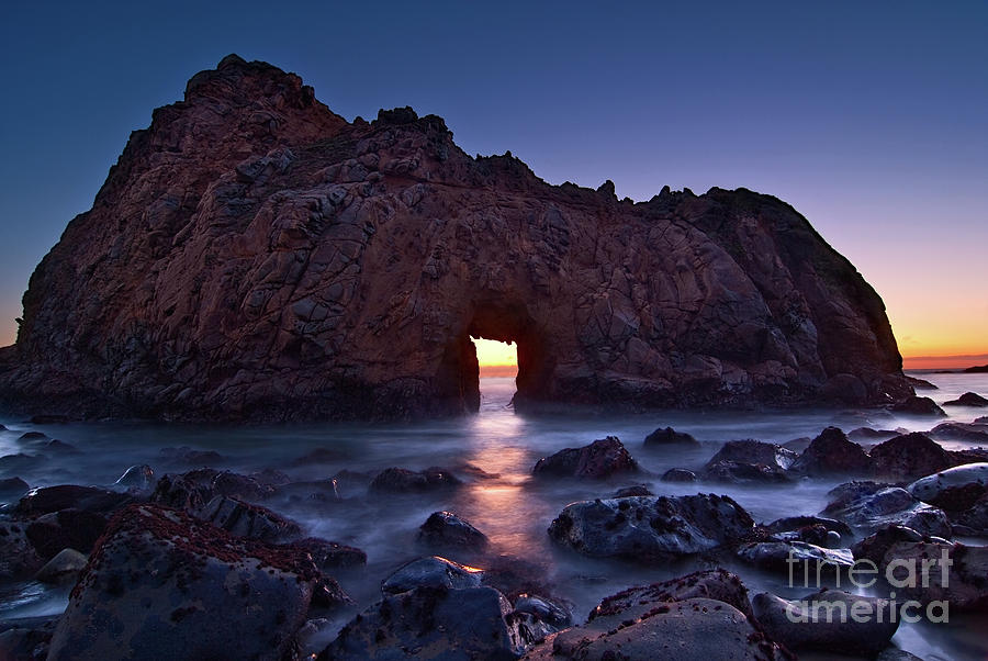 Sunset Photograph - The Portal - Sunset on Arch Rock in Pfeiffer Beach Big Sur in California. by Jamie Pham