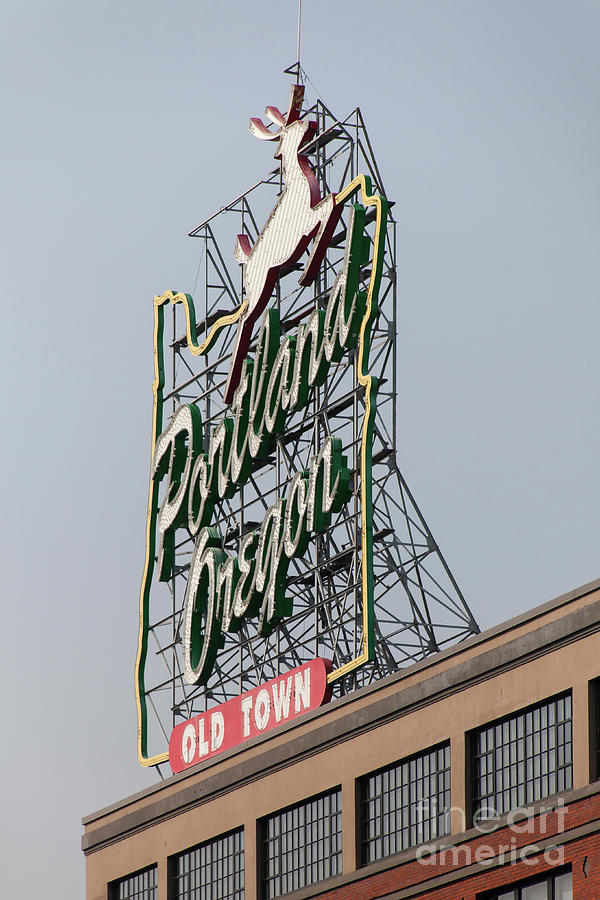 The Portland Oregon Sign aka The White Stag Sign in Portland Oregon 5D3417 Photograph by Wingsdomain Art and Photography