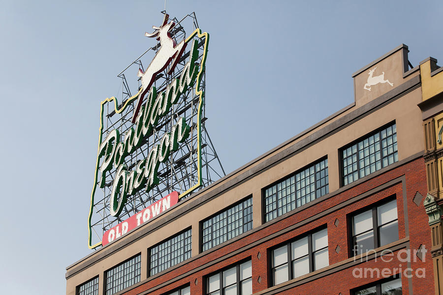 The Portland Oregon Sign aka The White Stag Sign in Portland Oregon 5D3420 Photograph by Wingsdomain Art and Photography