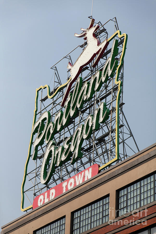 The Portland Oregon Sign aka The White Stag Sign in Portland Oregon 5D3421 Photograph by Wingsdomain Art and Photography