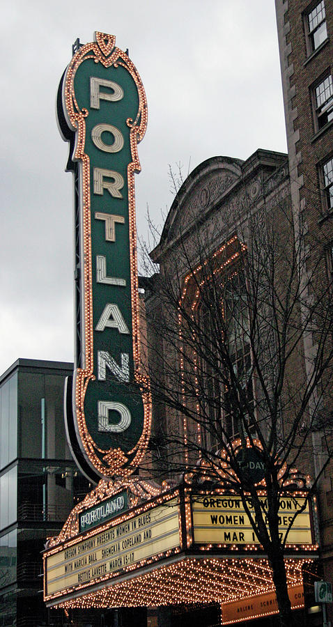 The Portland Theater Marquee -- The Arlene Schnitzer Concert Hall Photograph by Cora Wandel