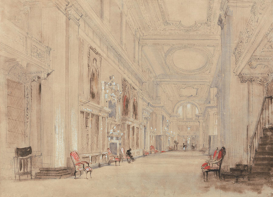 The Portrait Gallery, Hardwick Hall, Derbyshire Painting by David Cox
