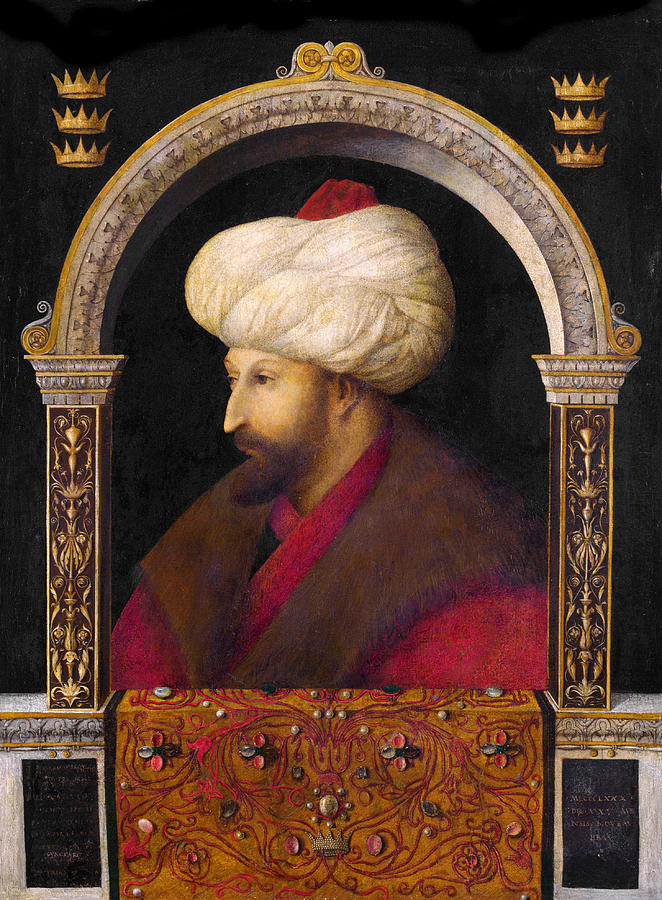 Gentile Bellini Painting - The Portrait of Ottoman Sultan Mehmed the Conqueror by Gentile Bellini
