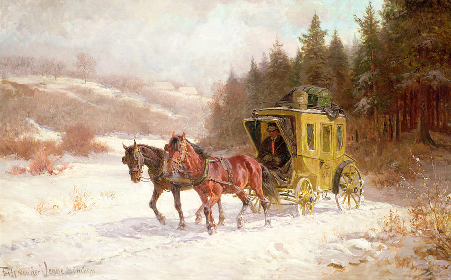 Поезда лошадка. Повозка с лошадью картина. Поездка зимой повозка арт. Фриц Эбель живопись. Лошади на железной дороге.