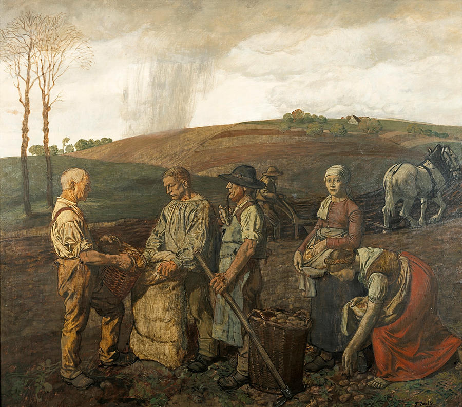 The Potato Harvest Painting - The Potato Harvest by Fritz Boehle