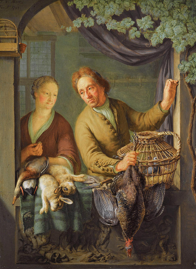 The Poulterer Painting by Frans van Mieris the Younger