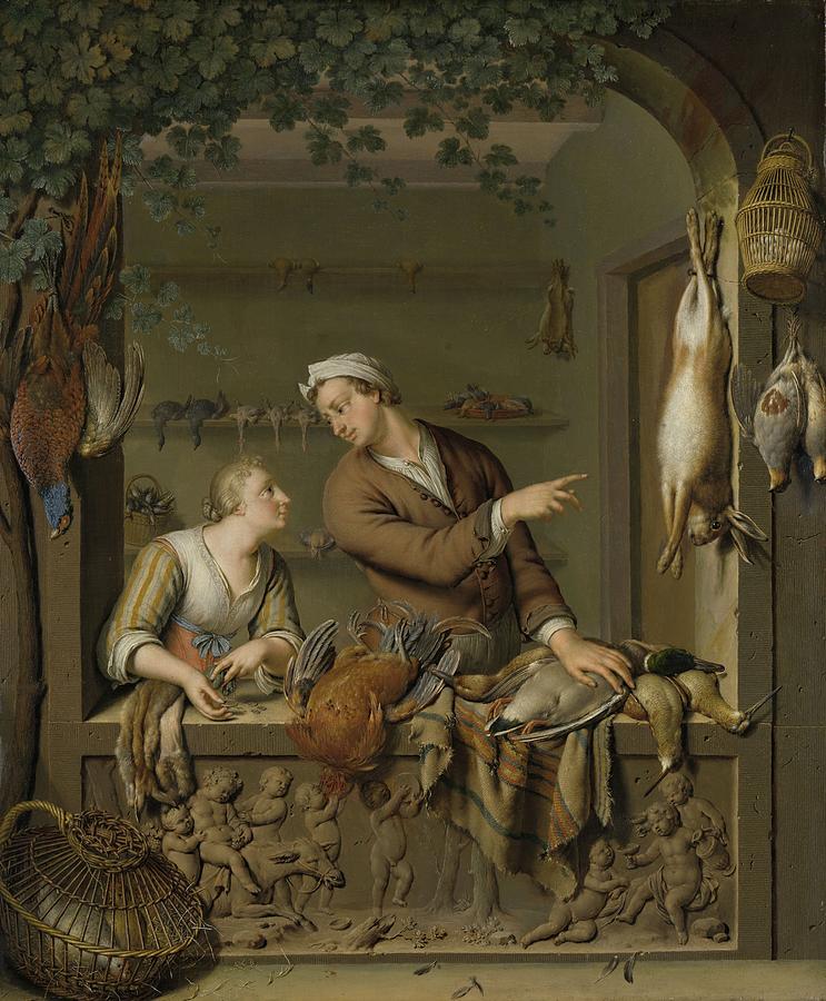 The Poultry Seller, Willem van Mieris, 1733 Painting by Celestial Images