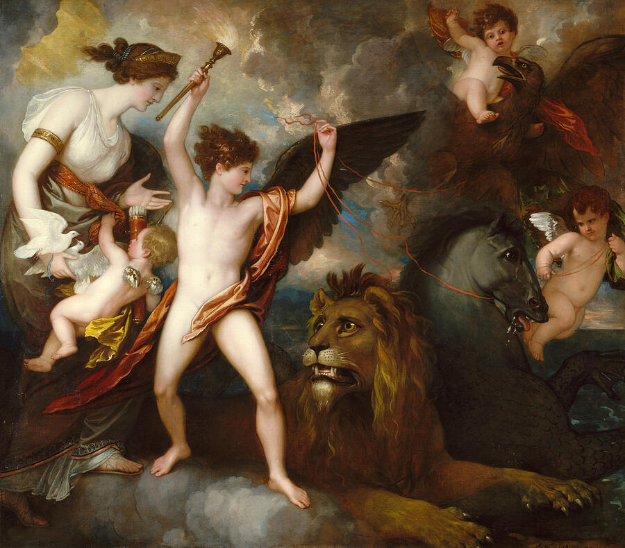 The Power of Love in the Three Elements, from 1809 Painting by Benjamin West