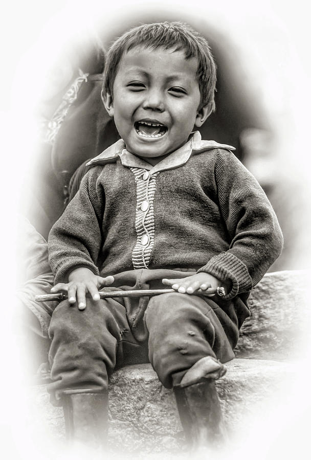 The Power of Smiles - Vignette bw Photograph by Steve Harrington