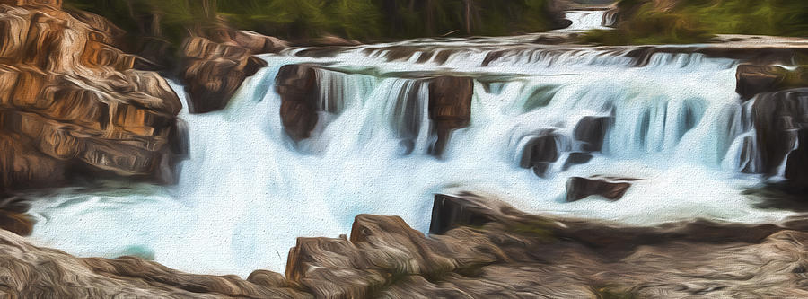 Glacier National Park Digital Art - The Power of the Falls II by Jon Glaser