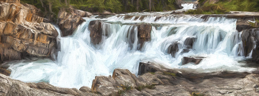 Glacier National Park Digital Art - The Power of the Falls III by Jon Glaser