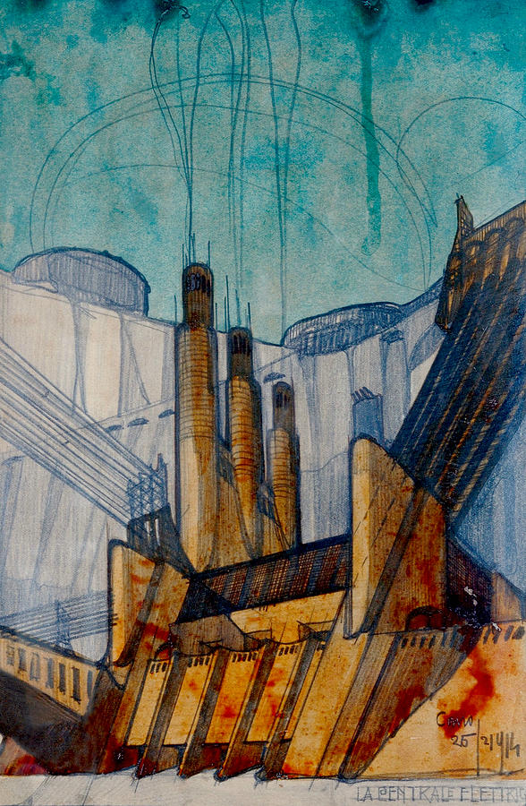 Futurism Drawing - The Power Station  by Antonio SantElia