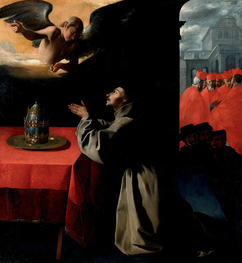 The Prayer of St. Bonaventura about the Selection of the New Pope Painting by Francisco de Zurbaran