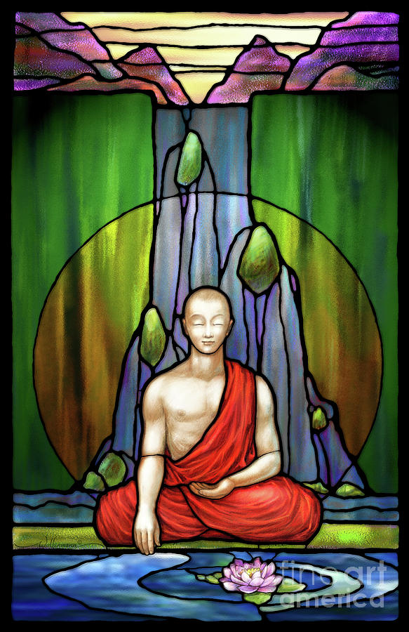 The Praying Monk Digital Art by Randy Wollenmann