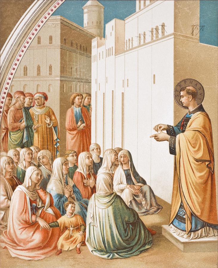 The Preaching Of St.stephen. After The Drawing by Vintage Design Pics ...