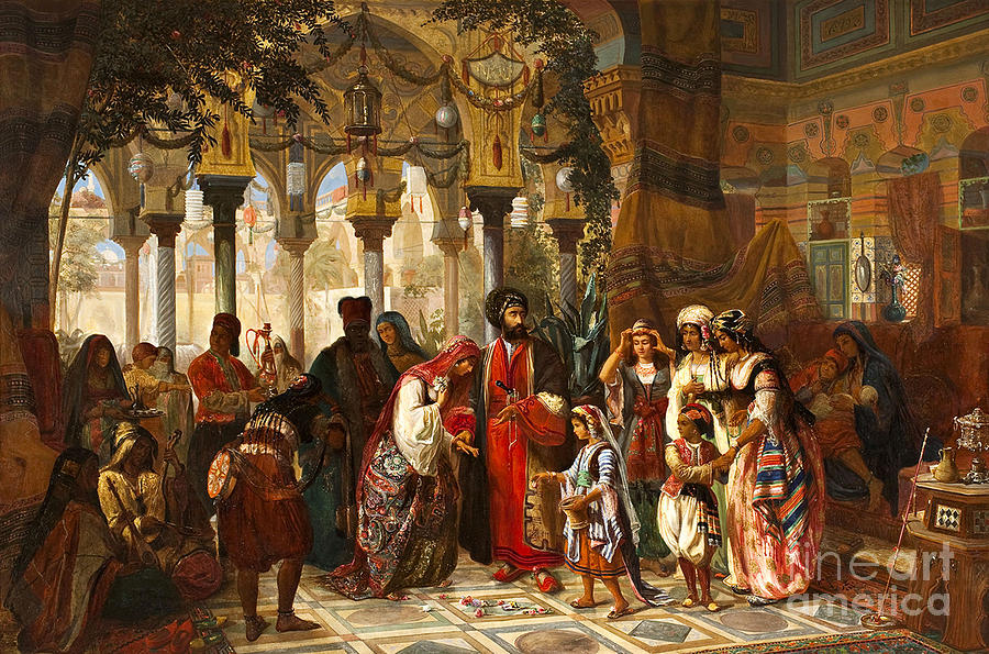 The presentation of the bride to the Court of Syria in Damascus Painting by Jan Baptiste Huysmans
