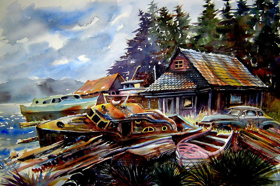 Boats Painting - The Preserve of Captain Flood by Ron Morrison Boats Painting - The Preserve of Captain Flood by Ron Morrison
