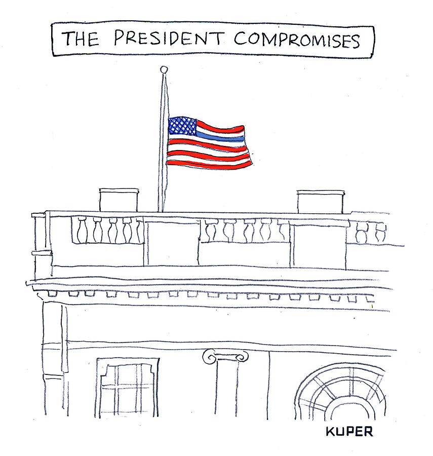 The President Compromises Drawing by Peter Kuper