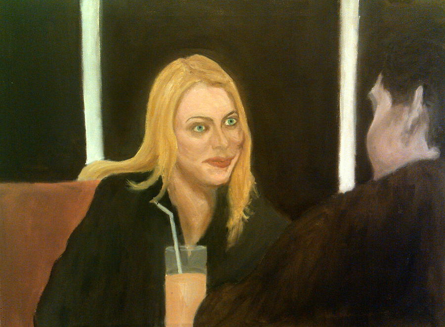 The Pretty Blonde In A Cafe Painting by Peter Gartner