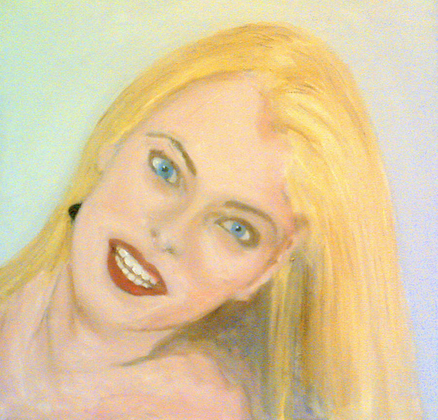 The Pretty Blonde Tilts Her Head And Smiles Painting by Peter Gartner