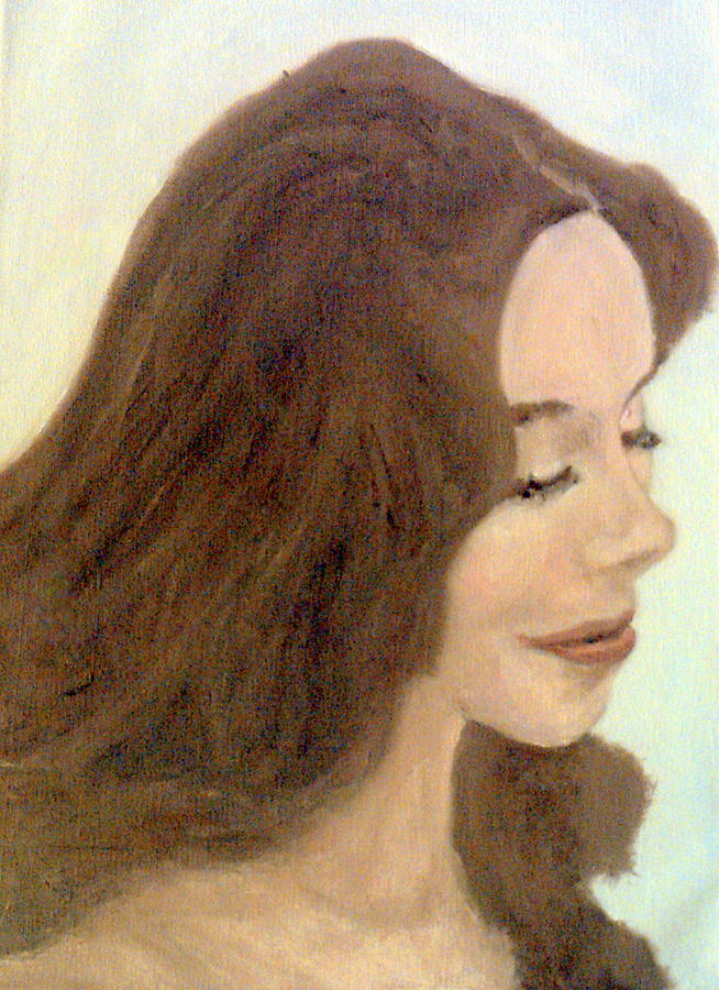 The Pretty Brunette Closes Her Eyes Painting by Peter Gartner