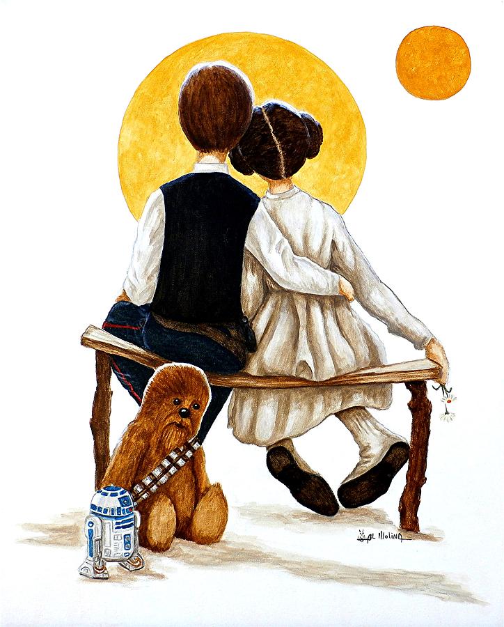 Star Wars Painting - The Princess and the Scoundrel by Al  Molina