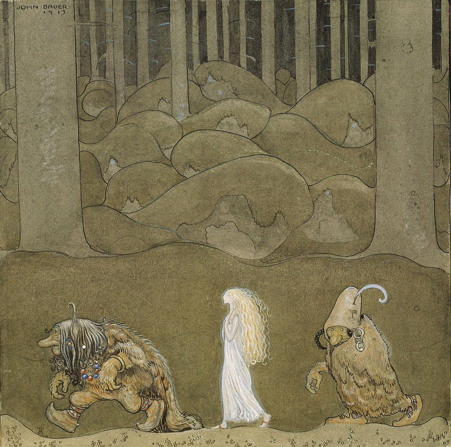 Landscape Painting - The Princess and the Trolls by John Bauer
