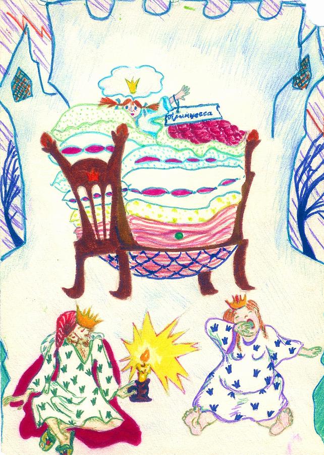 The Princess on a Pea Drawing by Rae Chichilnitsky