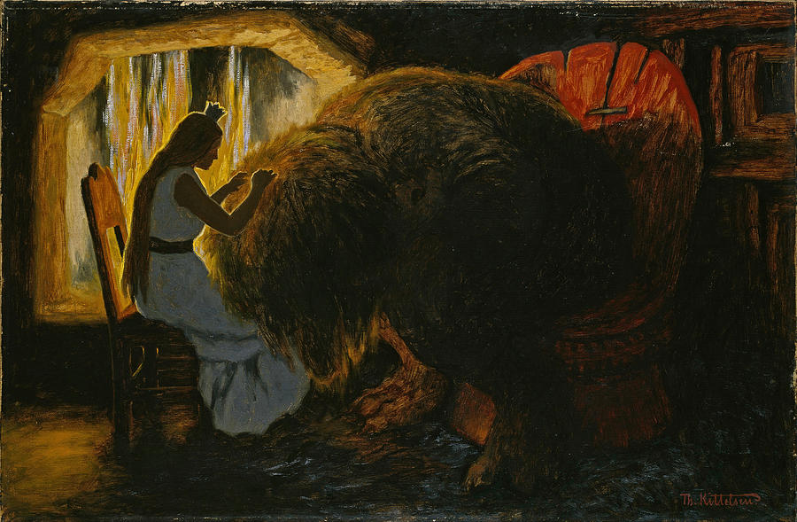 Theodor Kittelsen Painting - The Princess picking Lice from the Troll by Theodor Kittelsen