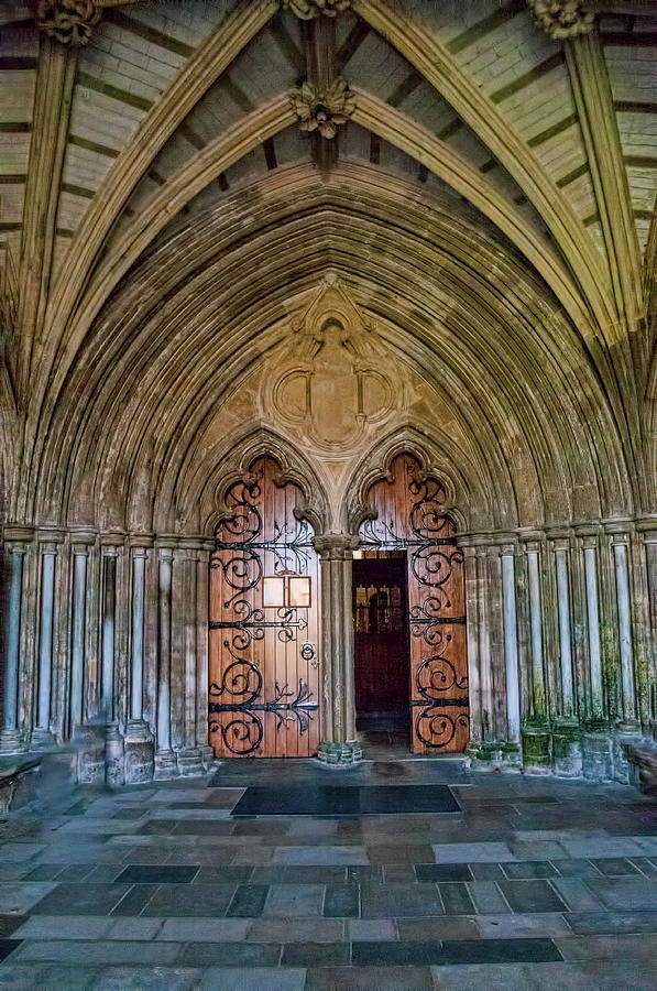 Architecture Photograph - The Priory - Christchurch, UK - Entrance Doors by Phyllis Taylor