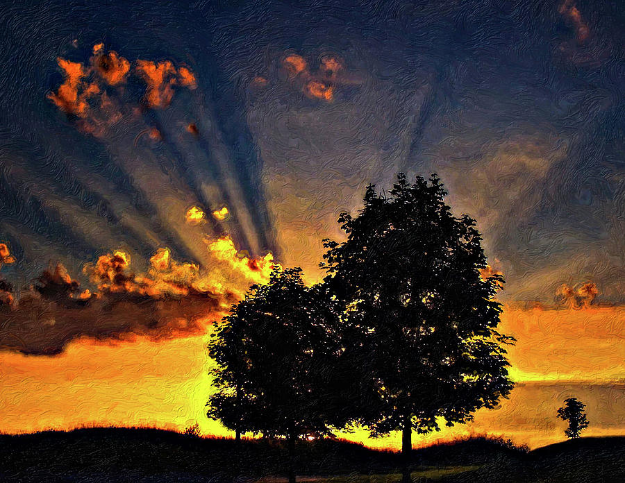 Sunset Photograph - The Promise impasto paint by Steve Harrington