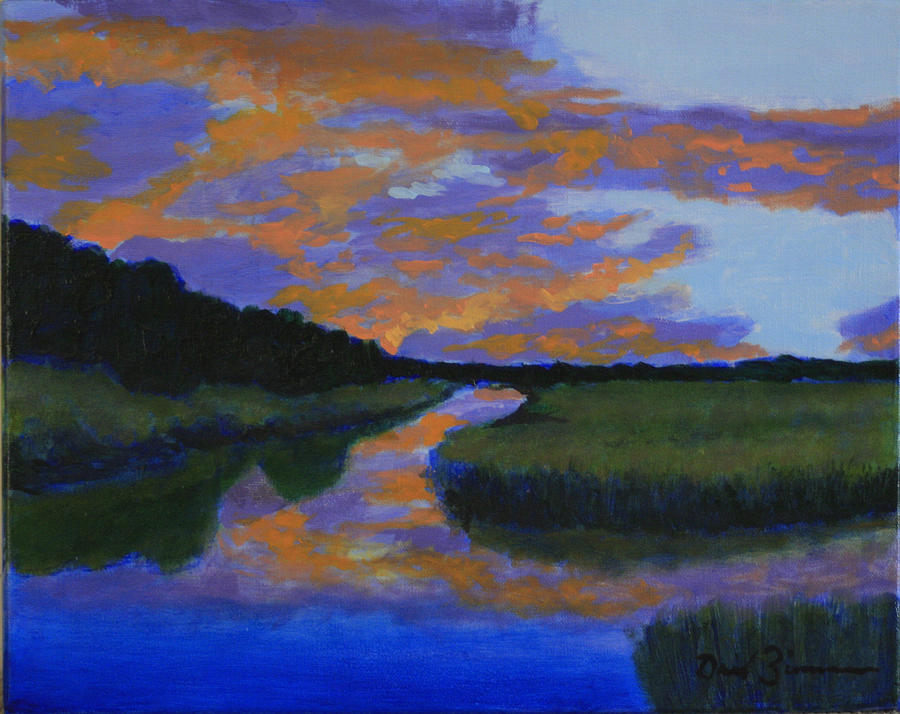 South Carolina Low Country Painting - The Promise of Night by David Zimmerman