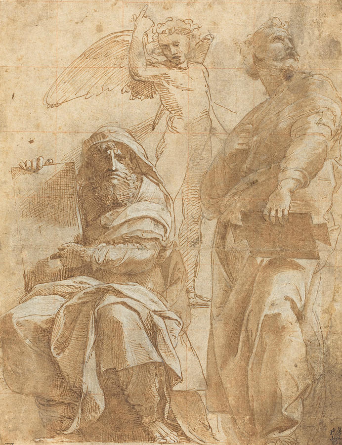 The Prophets Hosea and Jonah Drawing by Raphael