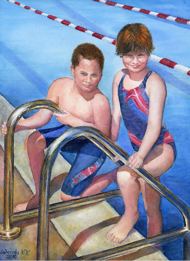 The Proud Swimmers Painting by Wendy Keeney-Kennicutt